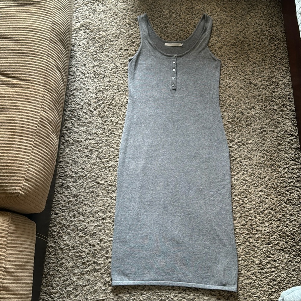 One day grey cotton /cashmere midi dress